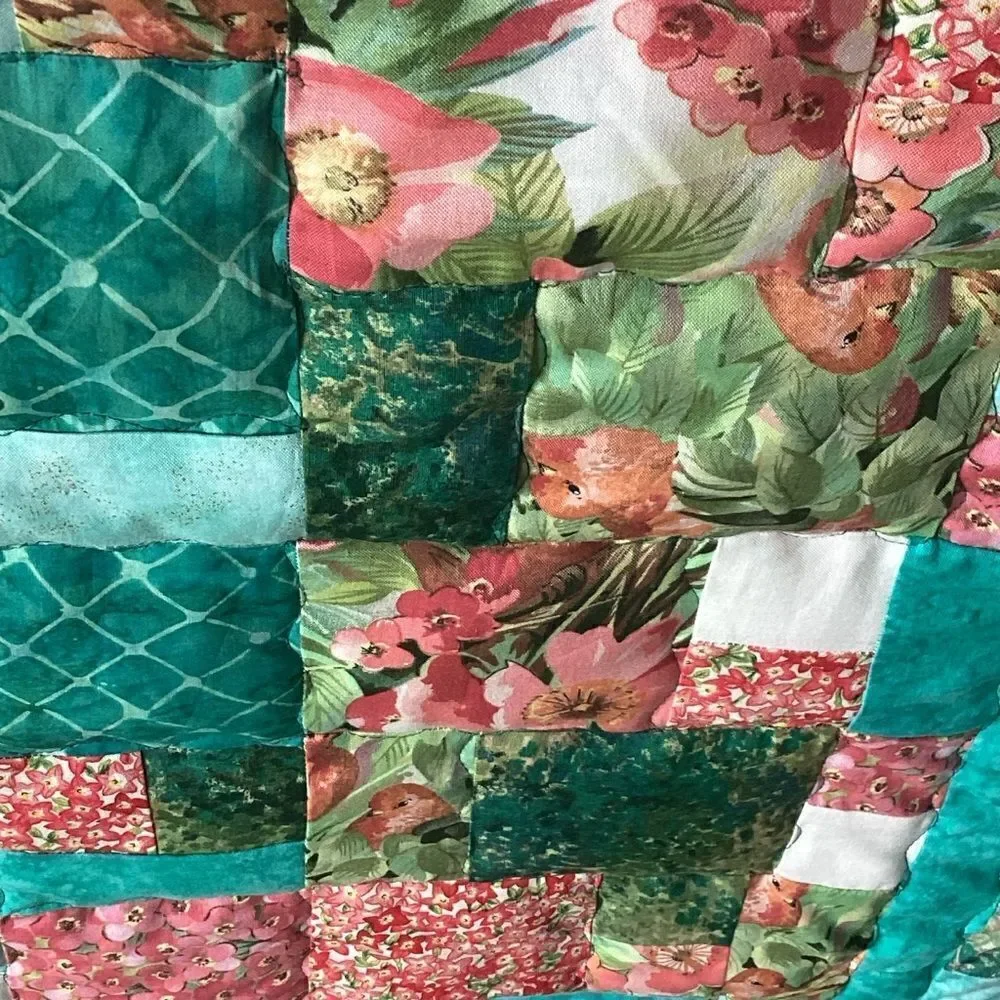 NWT. Turquoises, Corals and Greens Handcrafted Lap Quilt